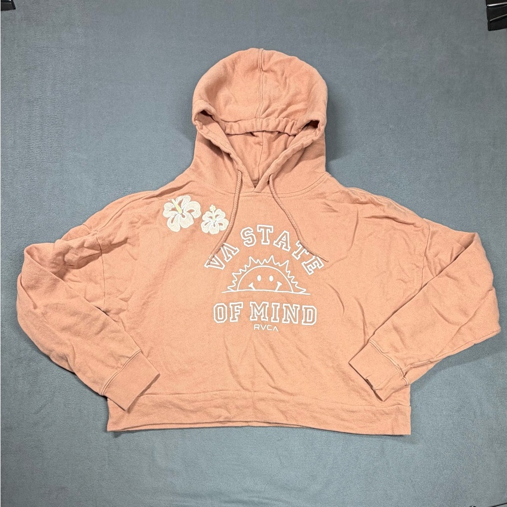 RVCA 'VA State of Mind' Peach  Crop Hoodie